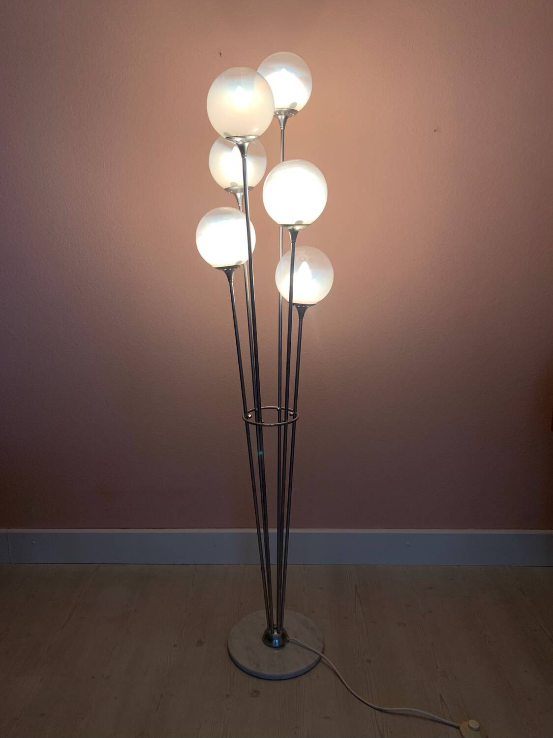 Contemporary Floor lamp in Chrome and Murano glass