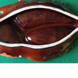 Large brown and orange Vallauris fish-shaped dish