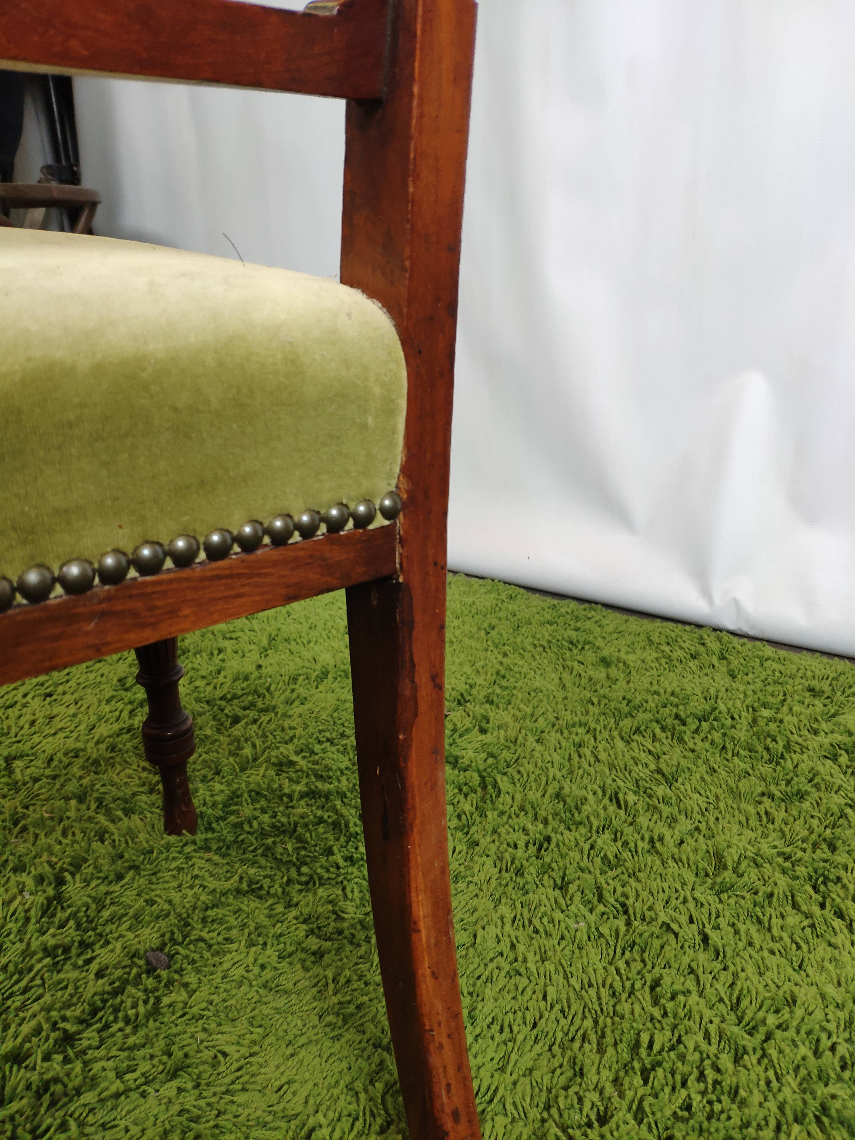 Set de 3 chaises anglaises velours vert