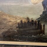 19th century oil on canvas, Low Tide, Framed Seascape