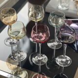 7 vintage iridescent foot glasses