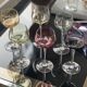 7 vintage iridescent foot glasses