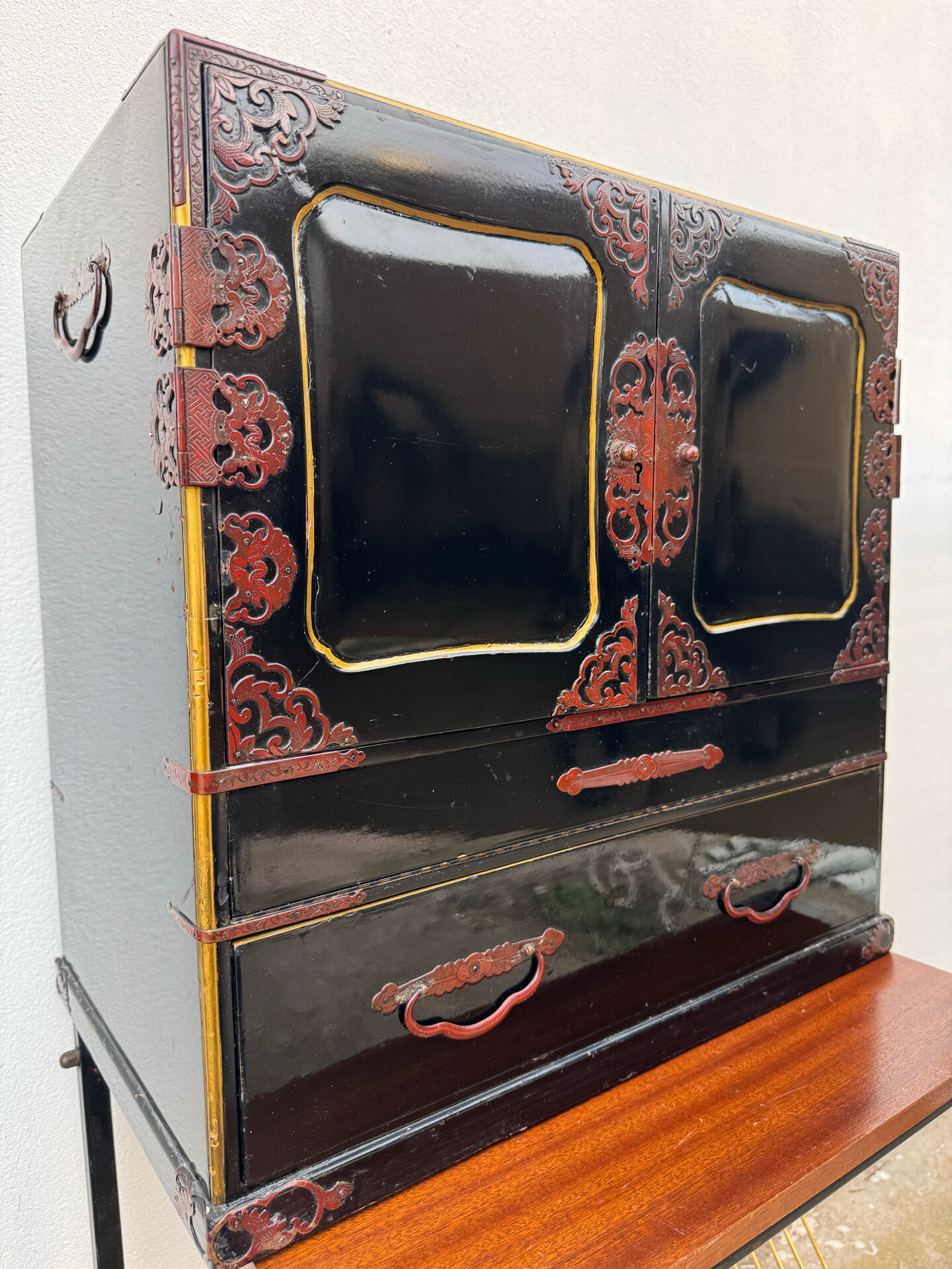 Japanese lacquered tansu from the early 20th century.