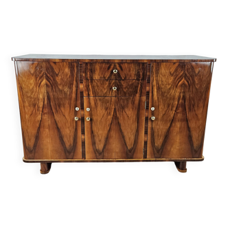 Art Decò sideboard in walnut root with doors and drawers