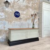 Bank counter furniture in patinated wood, circa 1900