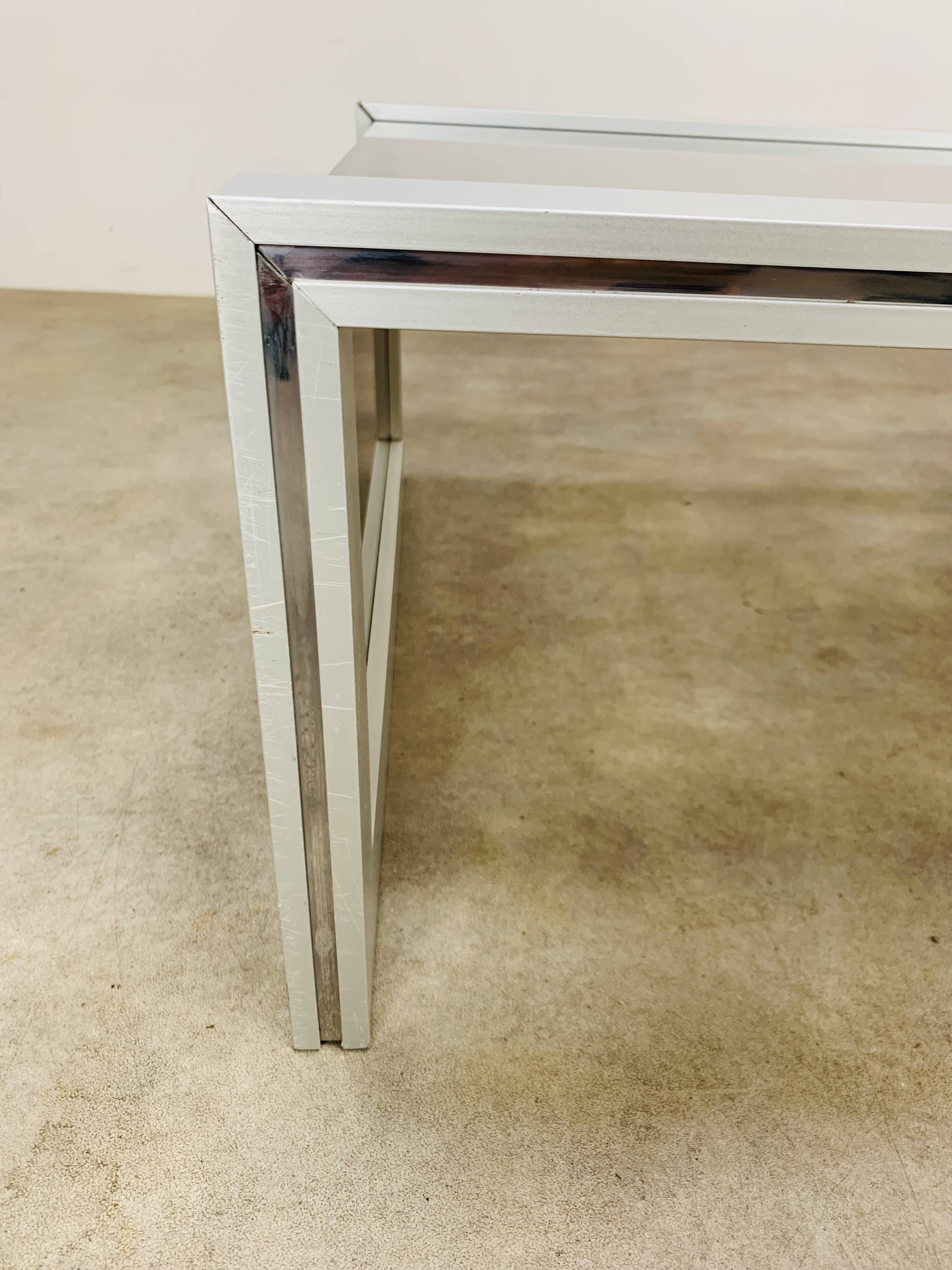 Aluminum and smoked glass coffee table, 1970s