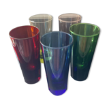 Set of 5 vintage multi-colored glasses