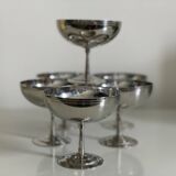 Six Guy Degrenne stainless steel ice cream cups.