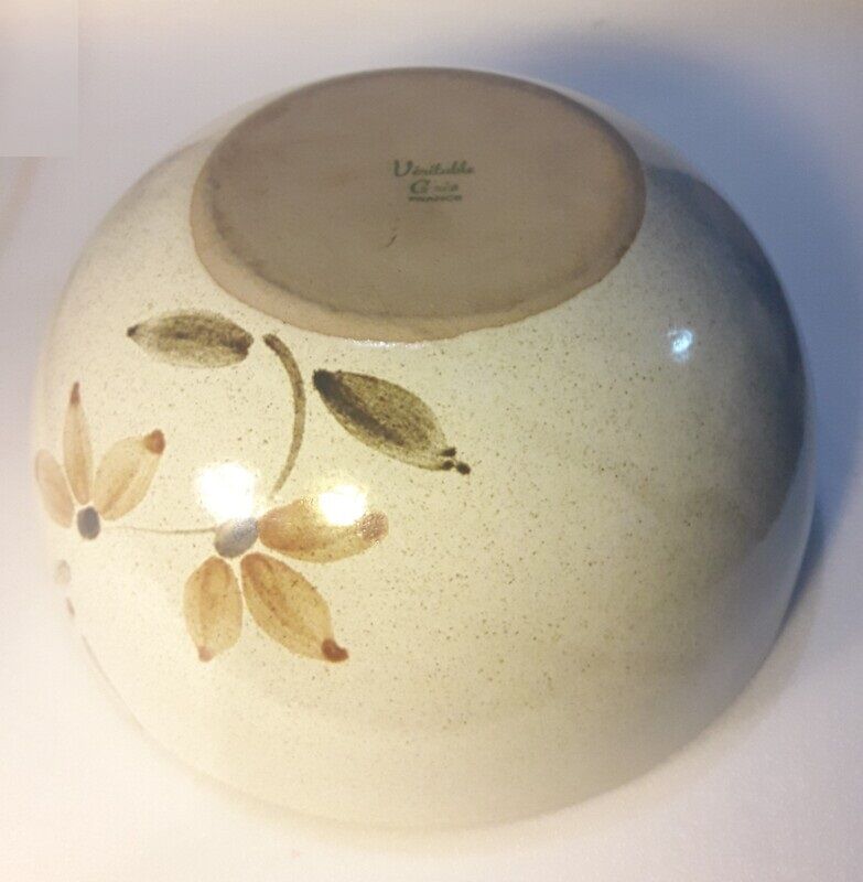 Sandstone salad bowl 23,5cm diameter vintage flat hollow