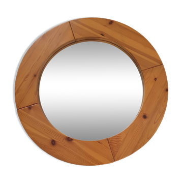 Miroir rond scandinave en pin massif