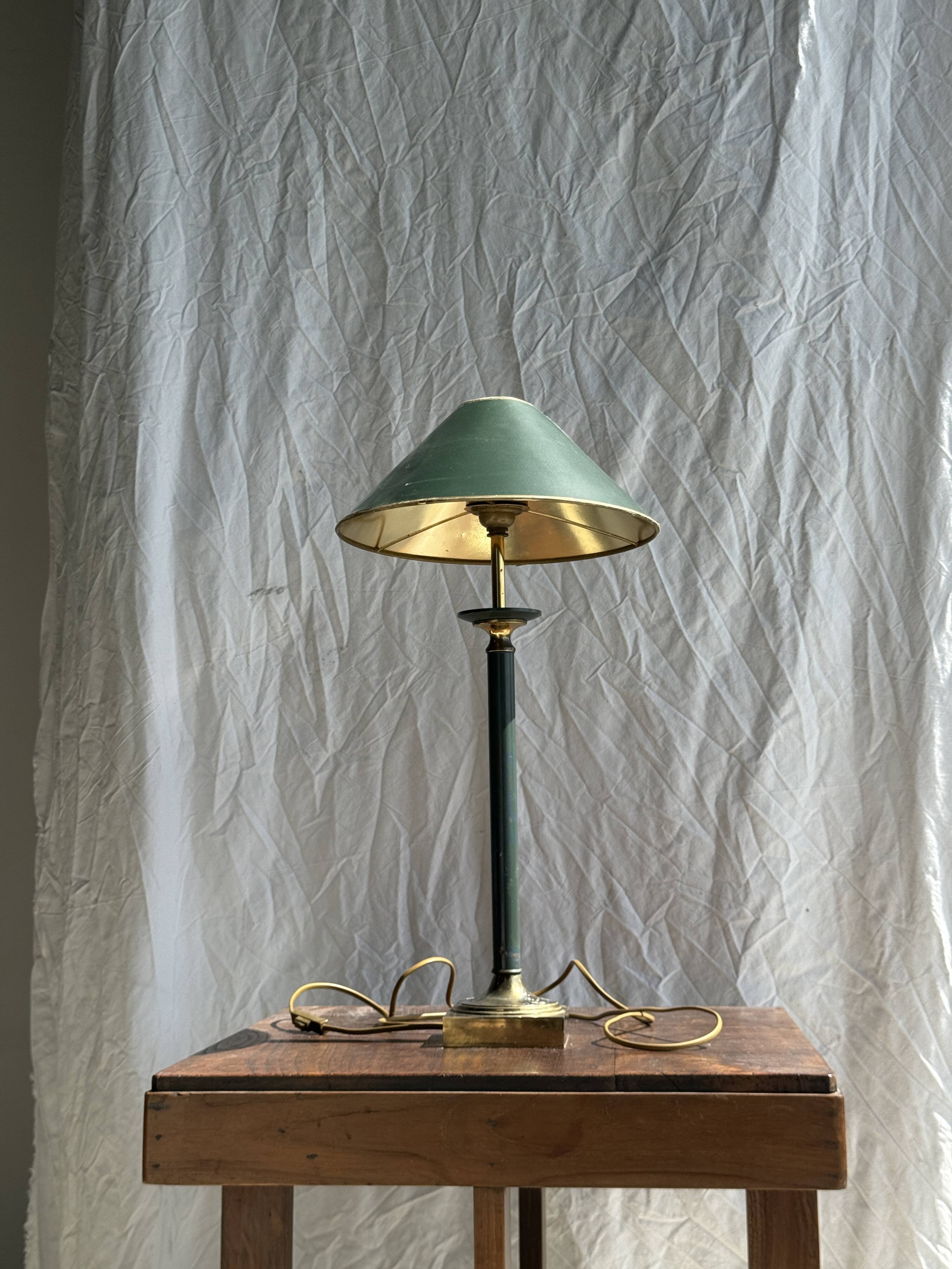 Vintage green and gold table lamp H60 D30