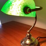 Lampe de banquier en verre et laiton ancienne