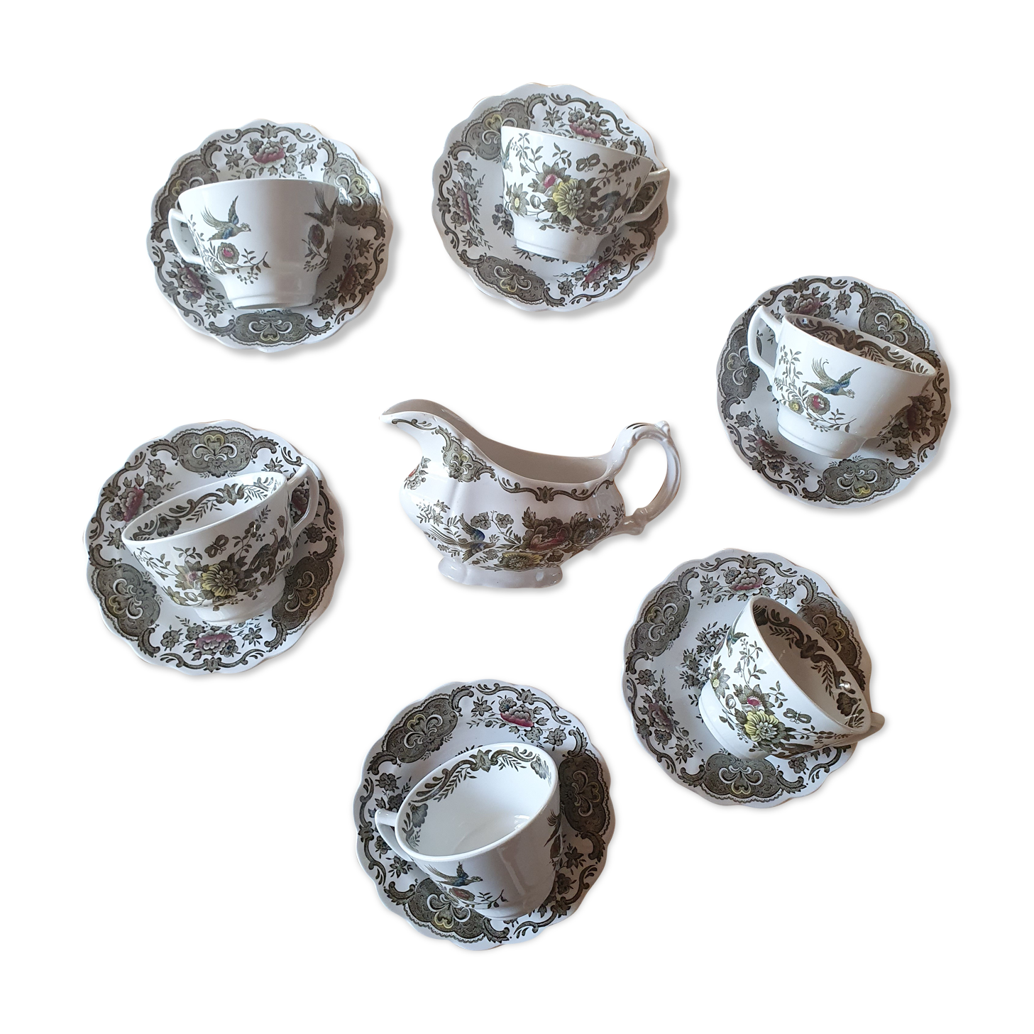 6 cups english porcelain and saucers