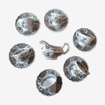 6 tasses porcelaine anglaise et soucoupes