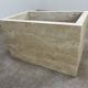 Rectangular travertine coffee table with central leg