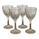 4 cut glass liqueur glasses on stems