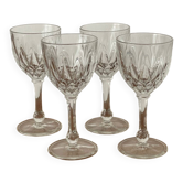 4 cut glass liqueur glasses on stems