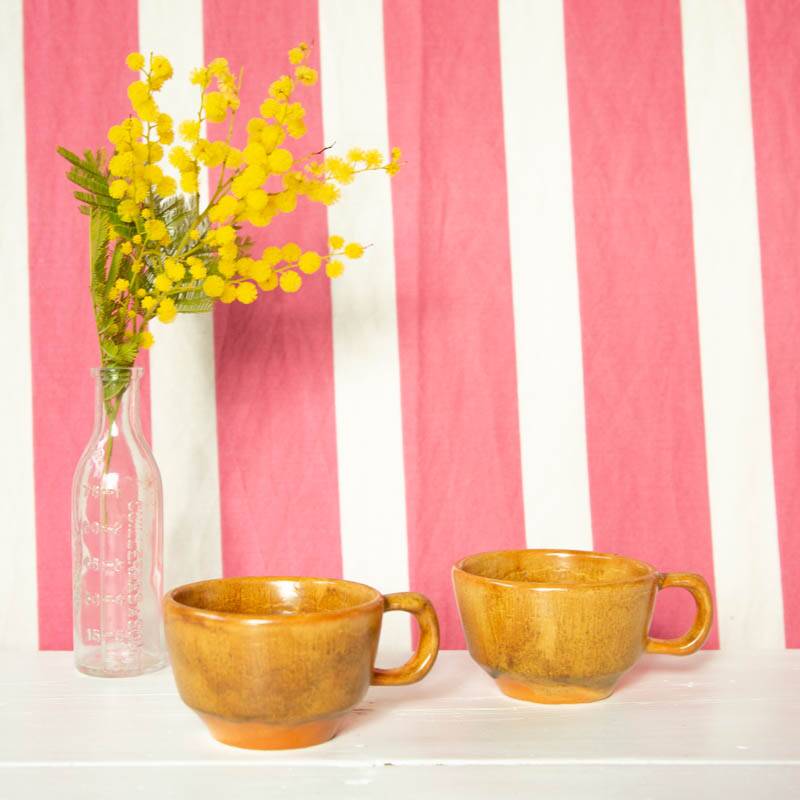 2 Henriot Quimper HB stoneware cups