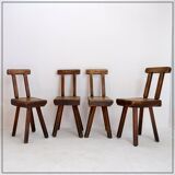 Brutalist Chairs attributed to Mobichalet, Belgium, 1960s, Set of 4