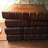 Stacked book ice bucket made of wood and leather