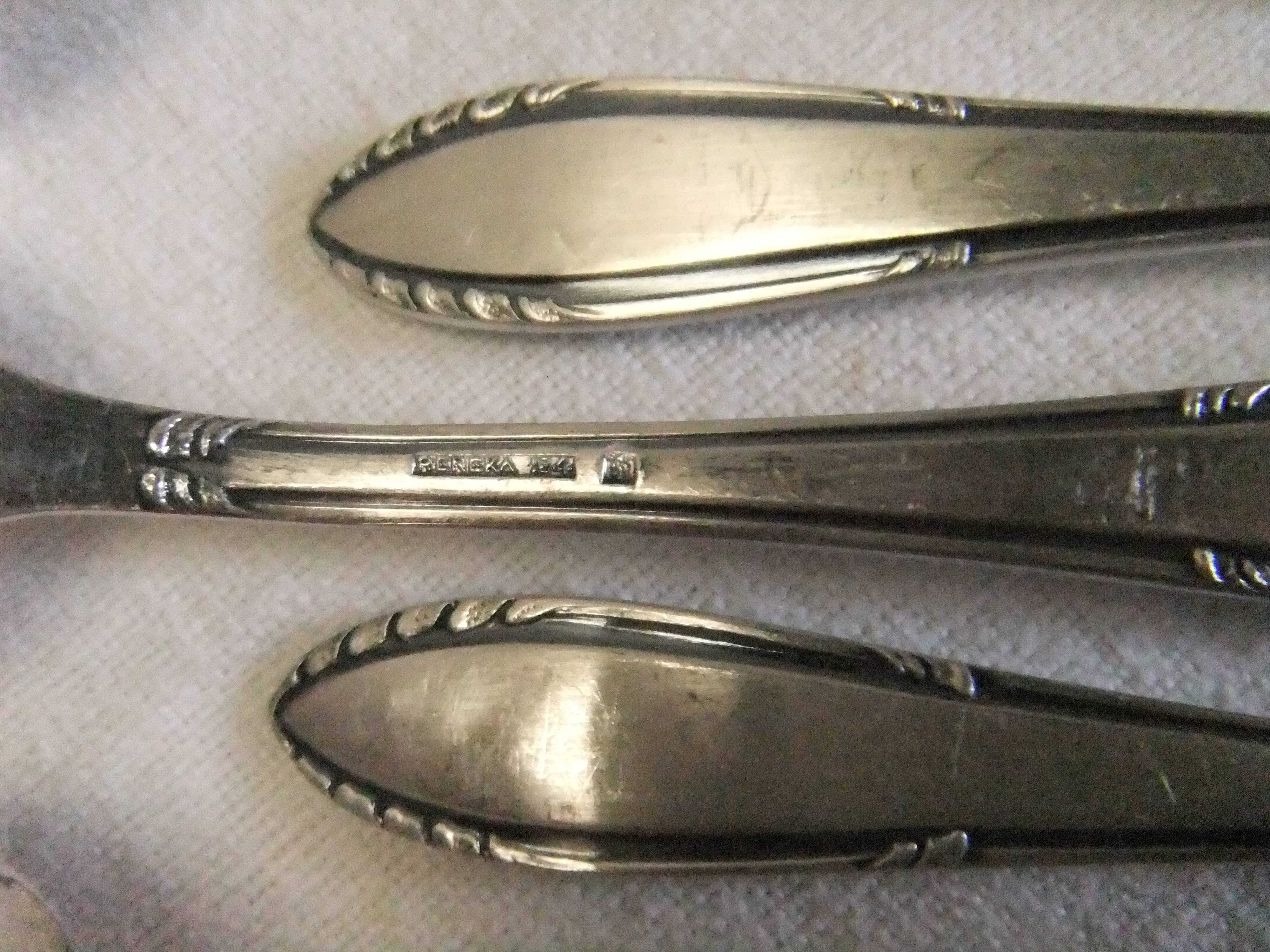 Small silver metal spoons RENEKA filet cutlery service goldsmithing