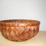 Two wicker and woven bamboo baskets