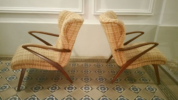Paire de fauteuil Zig Zag vintage année 50 60