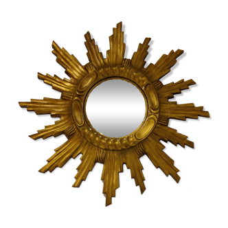 Vintage golden sunburst mirror, 1960s