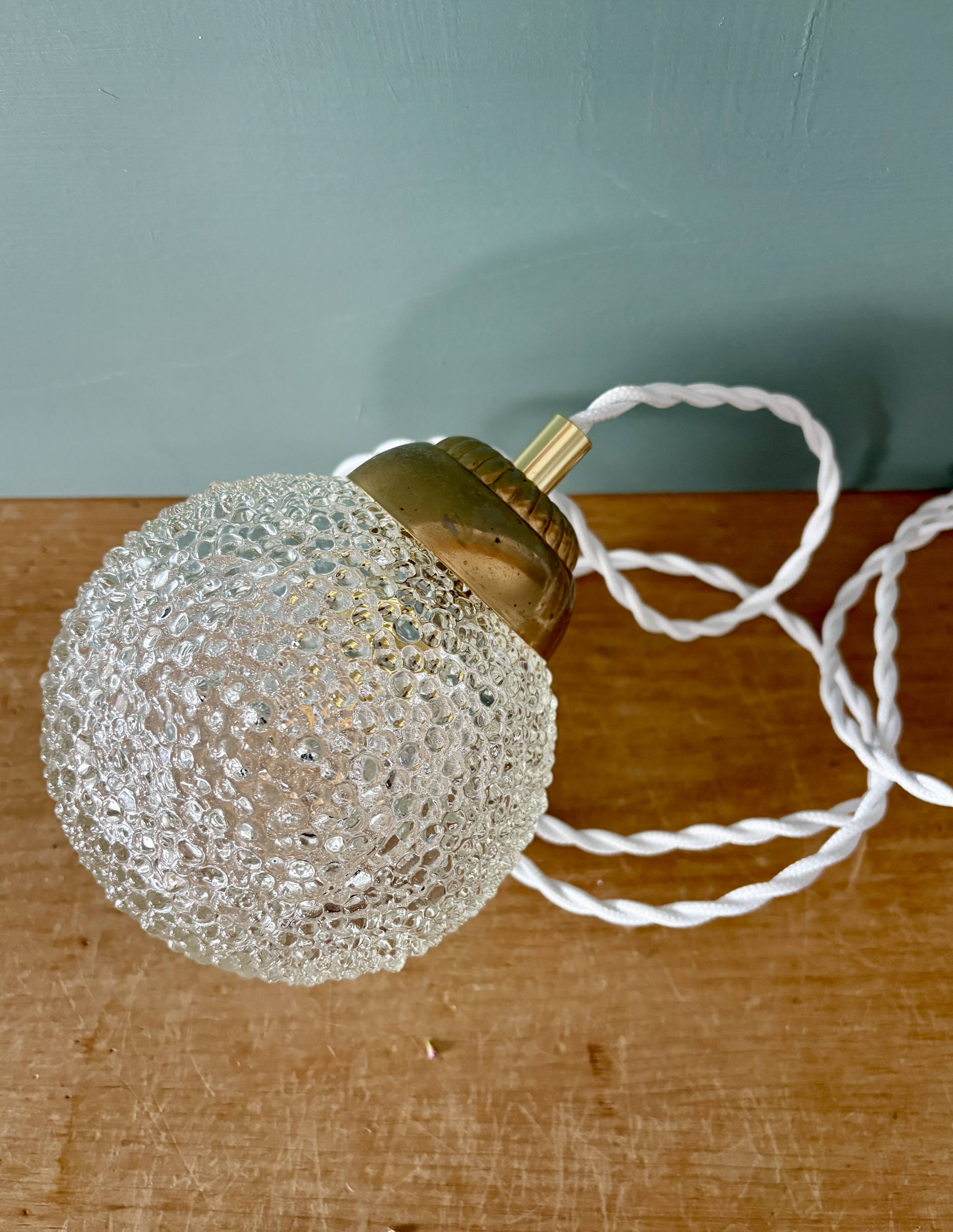 Vintage globe pendant light in molded glass