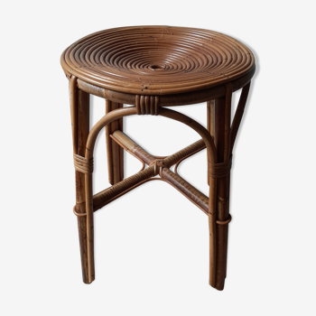 Tabouret vintage 50 rotin