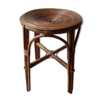 Tabouret vintage 50 rotin