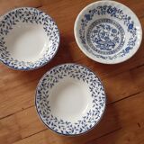 3 bowls and 5 blue plates