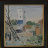 Original Oil on Canvas – “Village” (Attributed to H. Benneth) – Framed