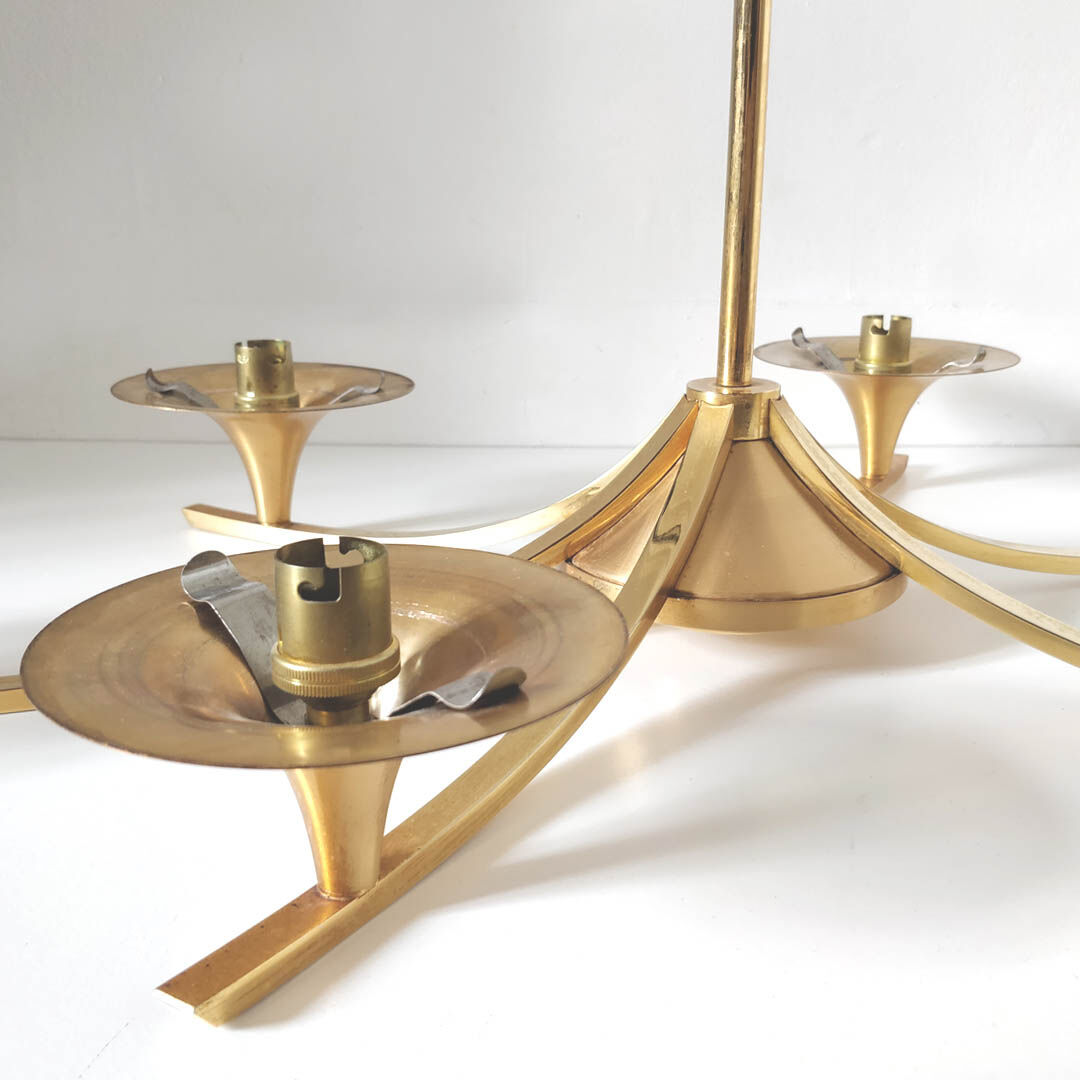 Vintage suspension chandelier 6 gilded and opaline lights