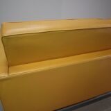 Florence Knoll two-seater sofa in mustard yellow leather, 1970