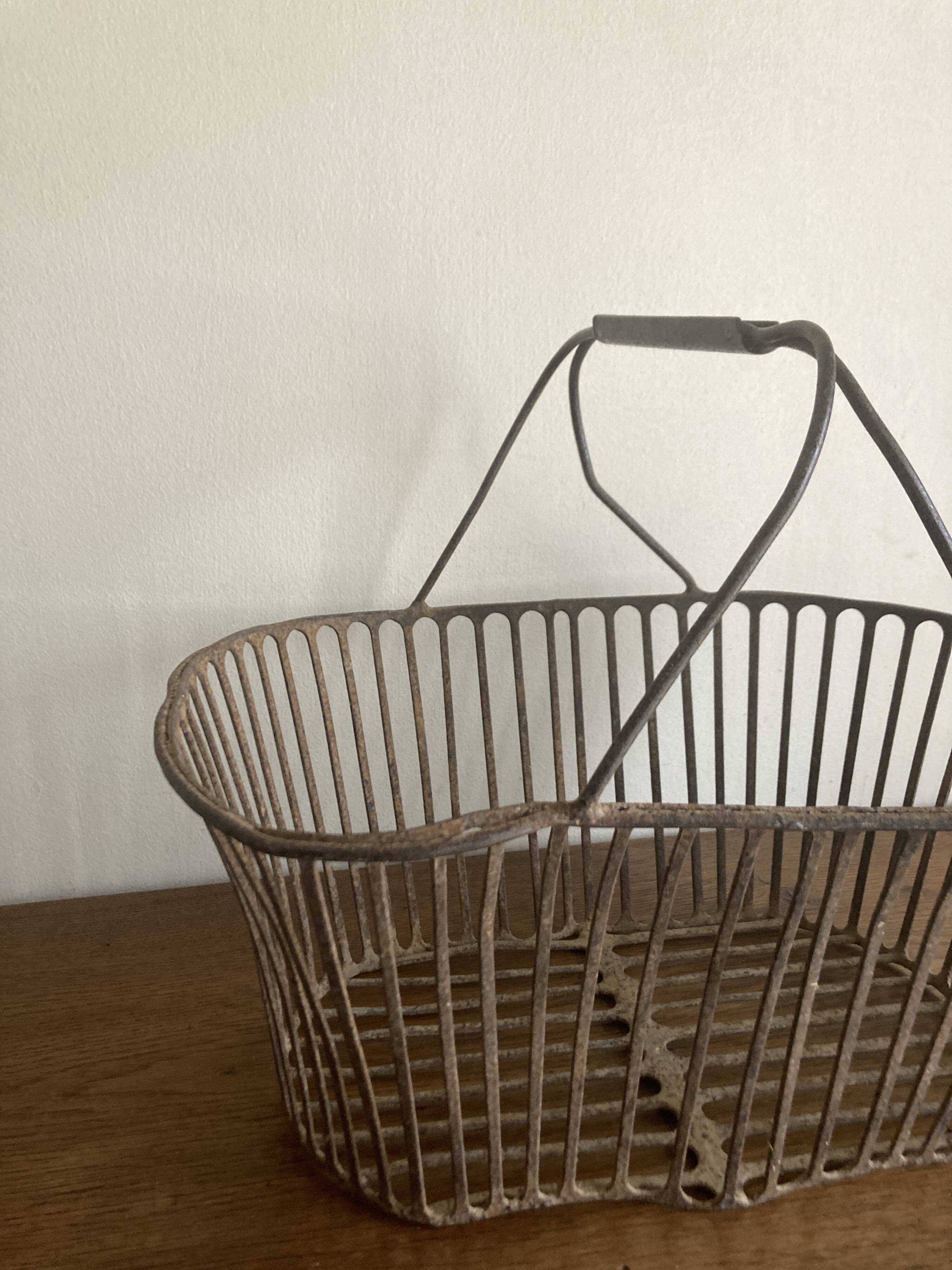 Country wrought iron harvest basket 1930