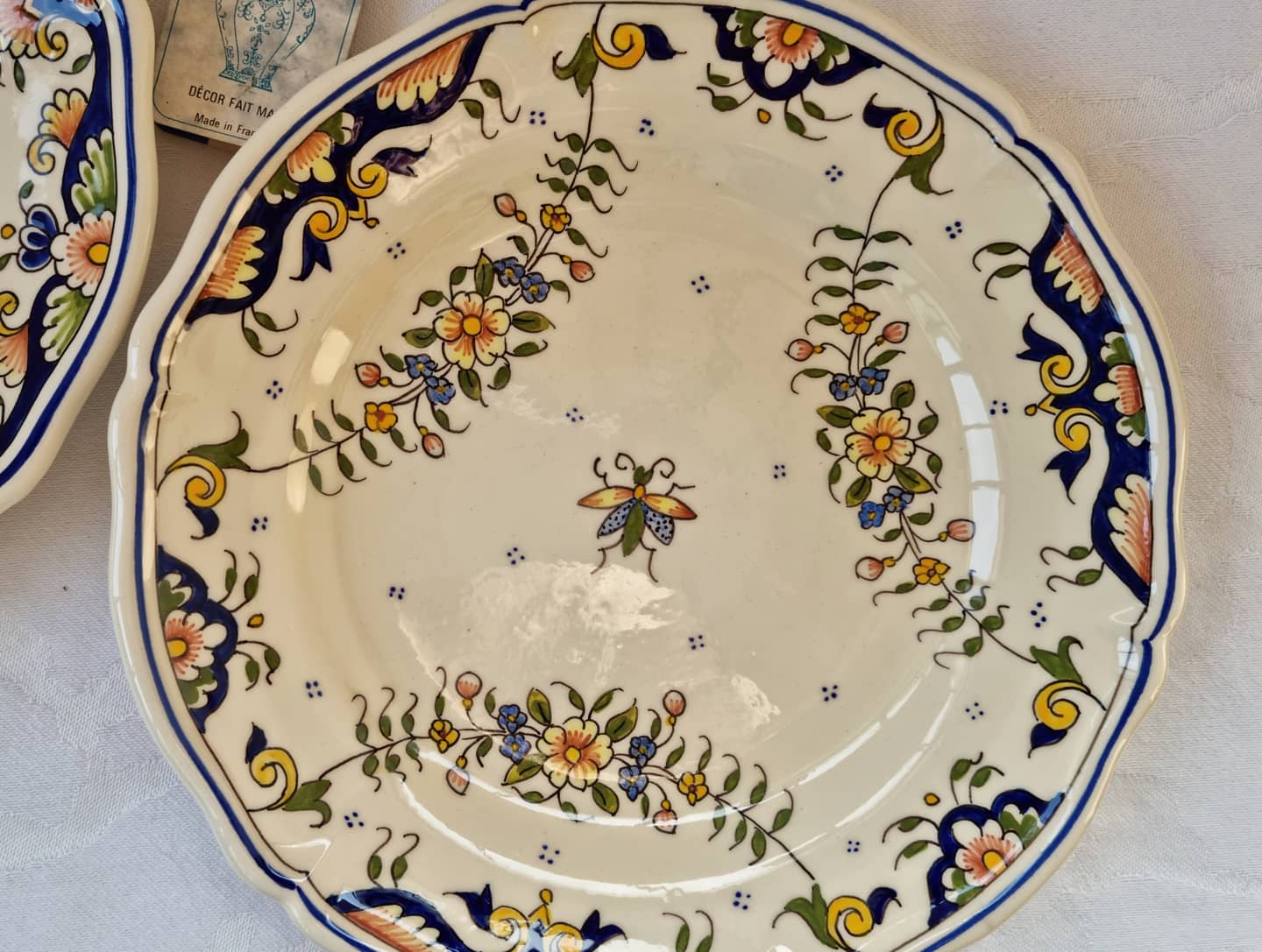 Set of 2 decorative plates décor Rouen Faïenceries Masse