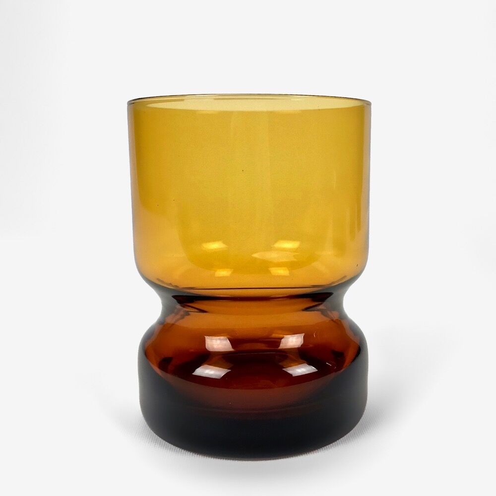 Amber-colored blown glass orangeade set