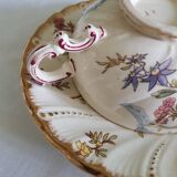 Rare 19th century cup and saucer, Sarreguemines earthenware, Louis XV model