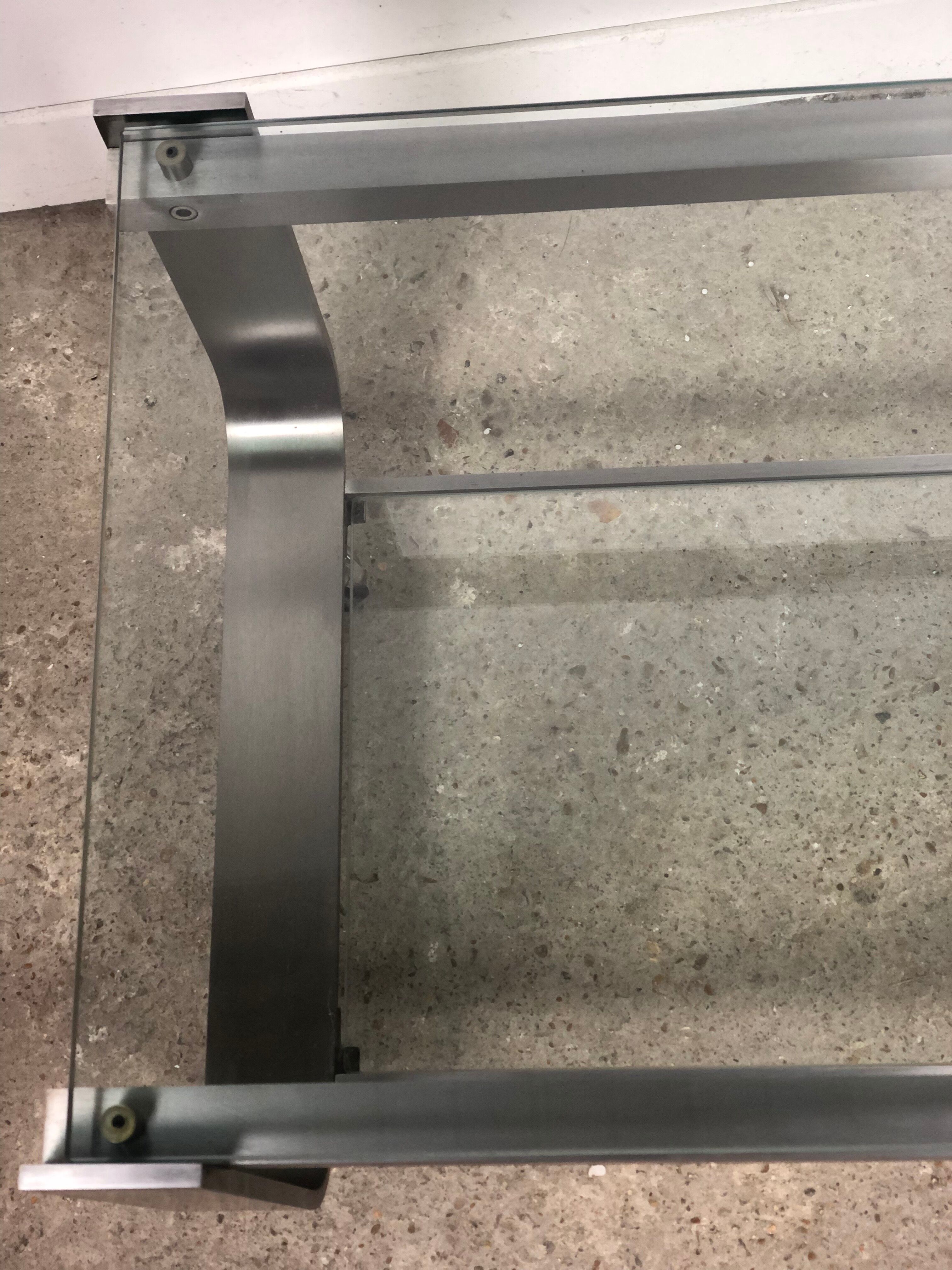 Coffee table in brushed chrome aluminum vintage 1970