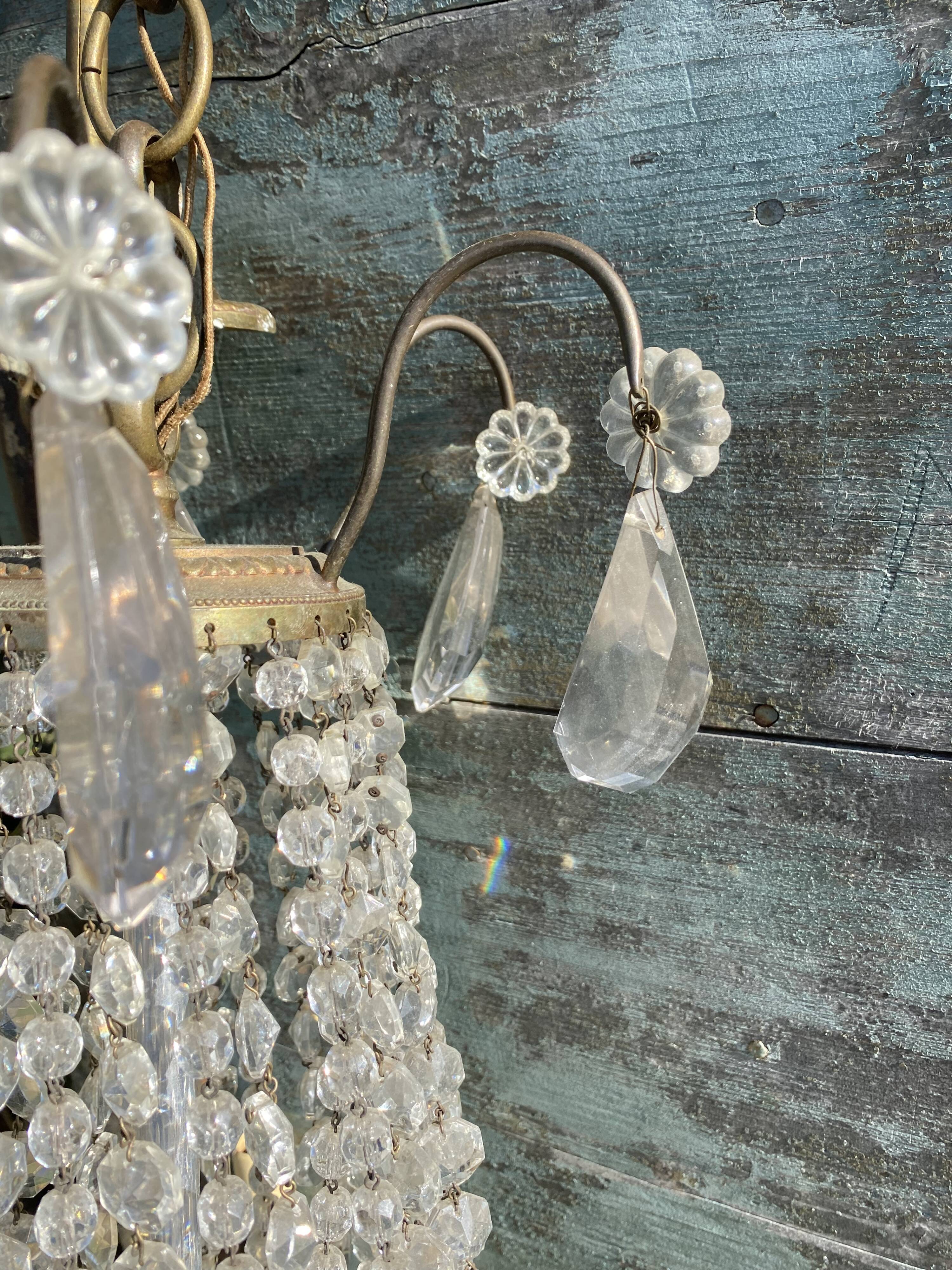 Bronze and crystal hot air balloon chandelier