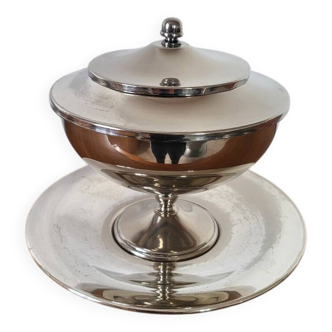 Raimondi Italy silver-plated metal caviar bowl on a stand