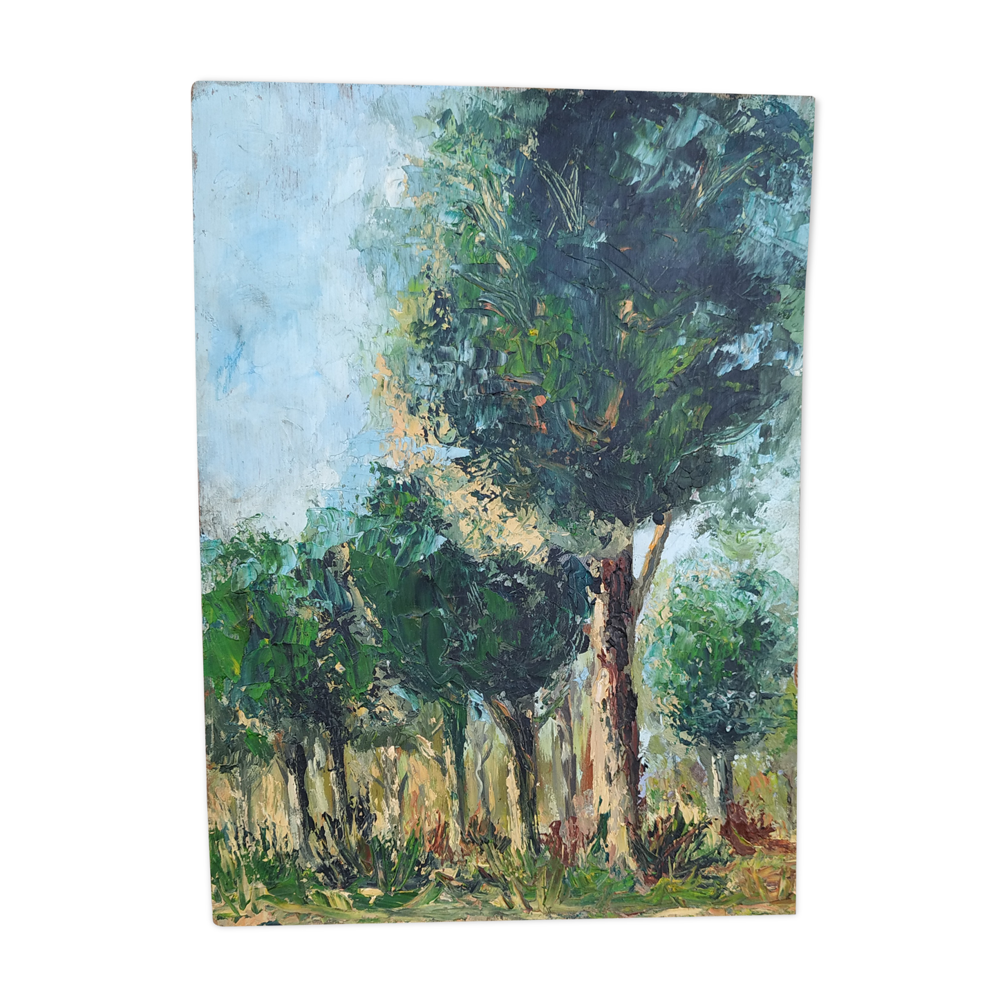 At the edge of wood oil on panel