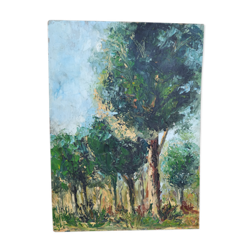 At the edge of wood oil on panel