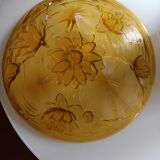 Verlys cup Water lily flowers amber molded pressed glass 60s