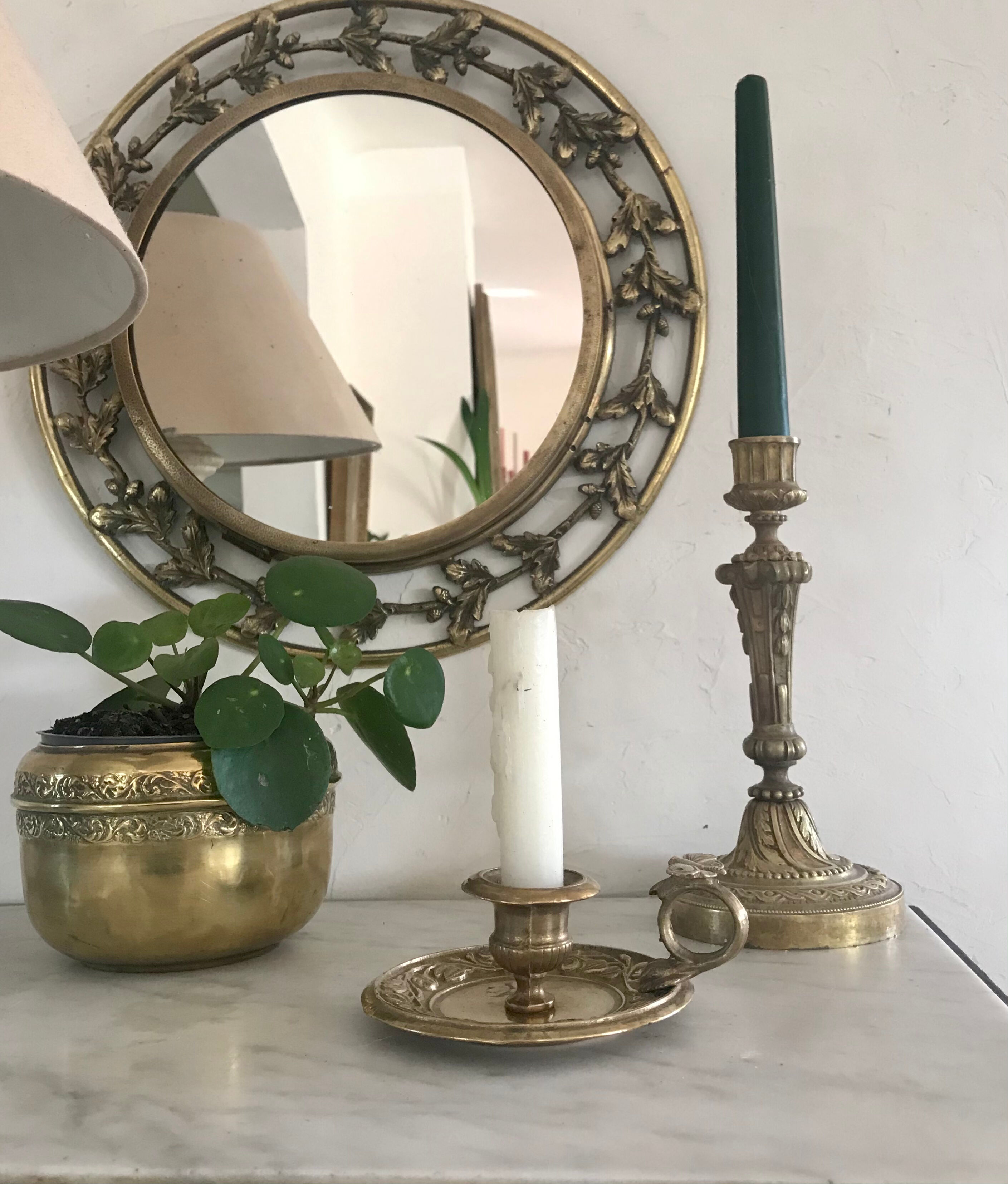 Art nouveau golden bronze candlestick