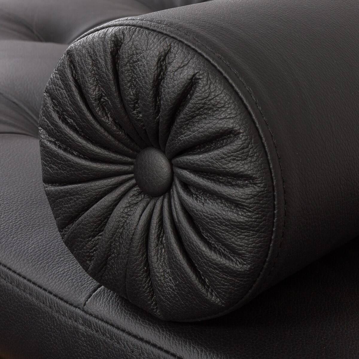 Danish mid century solid oak daybed in black leather, 1960s