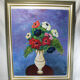Oil painting on wood panel still life vase bouquet of flowers signed