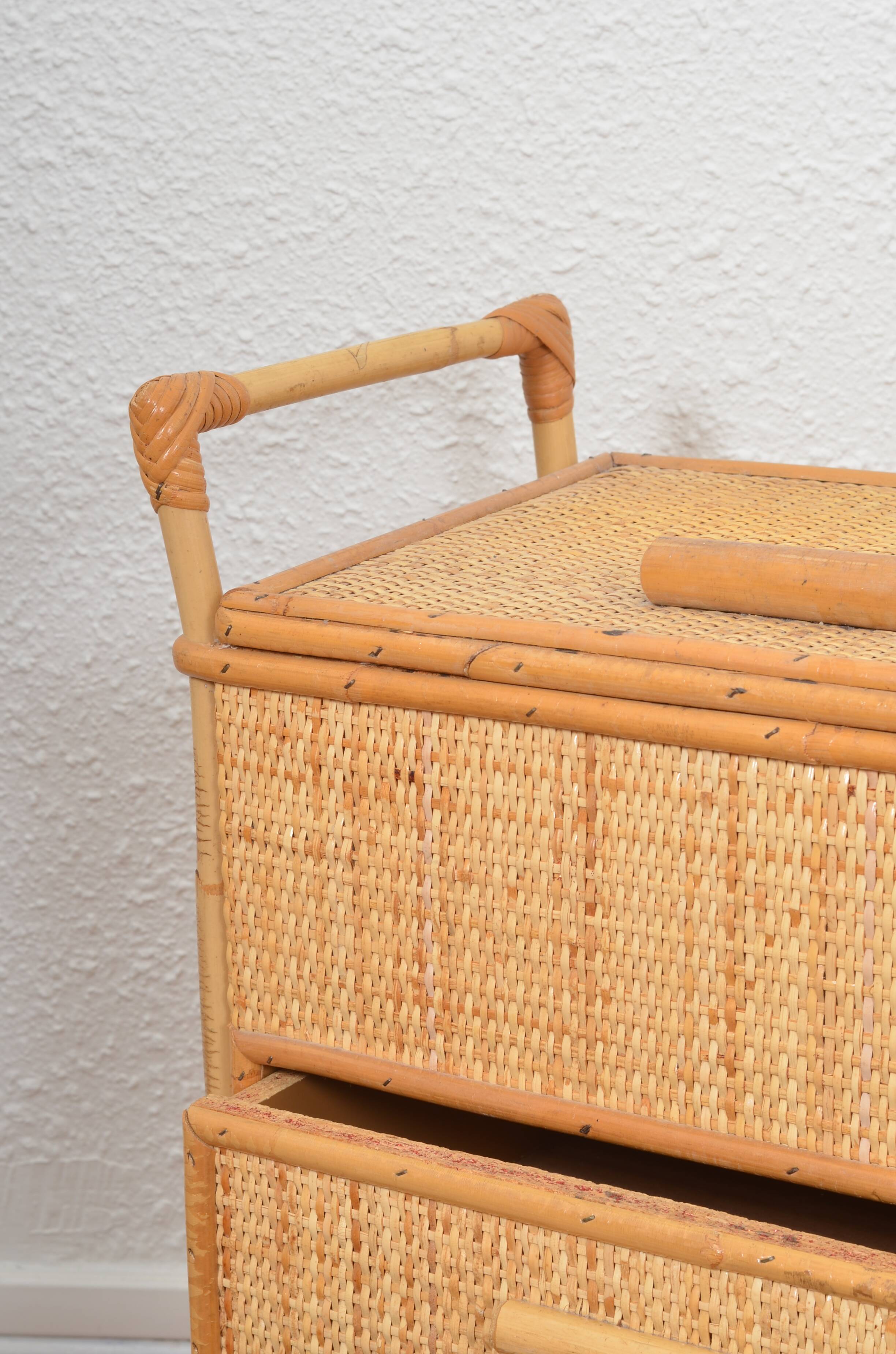 Small rattan chest of drawers
