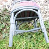 5 anciennes chaises en rotin & cannage gris